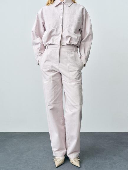 Mango Amalia Denim Wide Leg Trousers, Lilac, Lilac