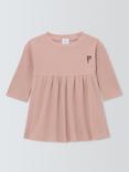 John Lewis Baby Rib Dress, Pink Stripe