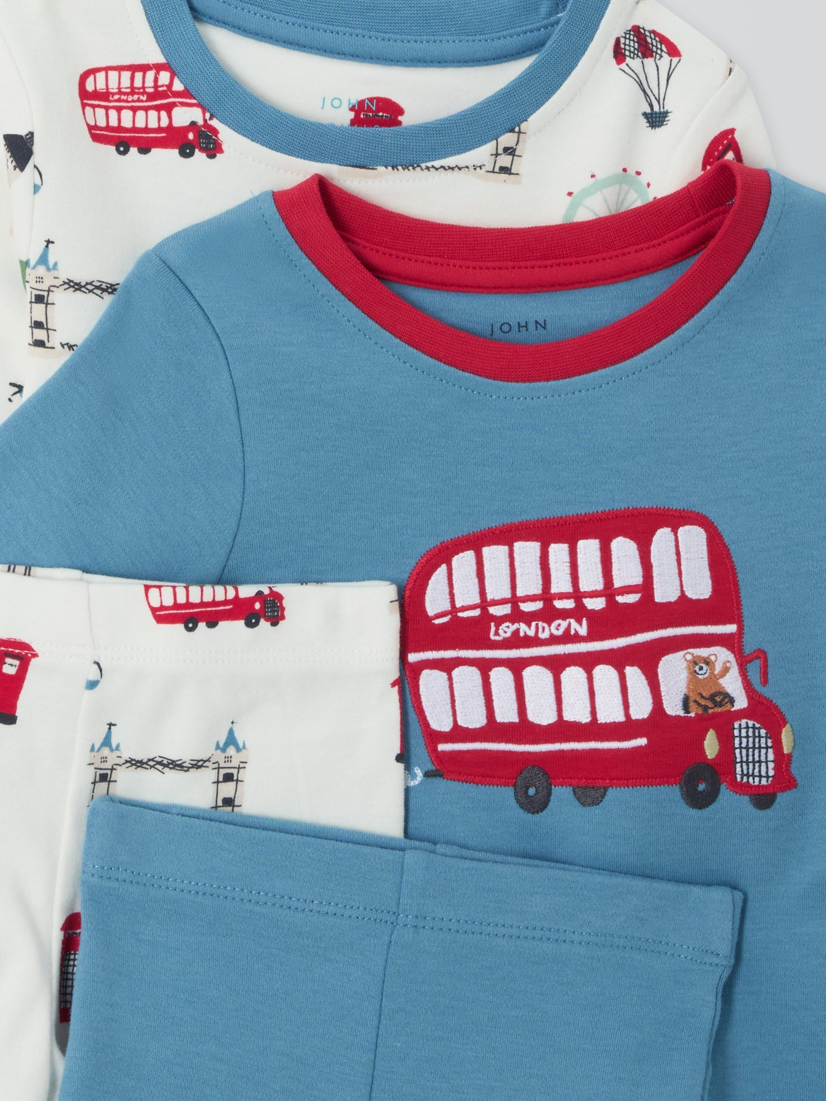 Product image 3 of 3, which shows John Lewis Baby London Pyjamas, Pack of 2, Blue, 3-6 months