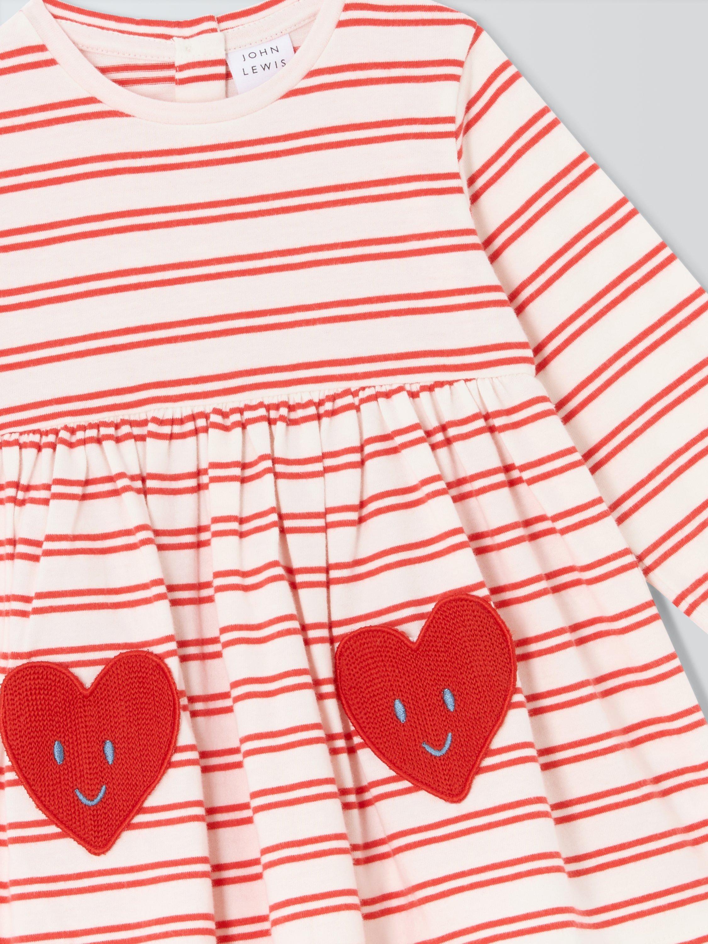 Product image 3 of 3, which shows John Lewis Baby Heart Pocket Dress, Pink, 0-3 months