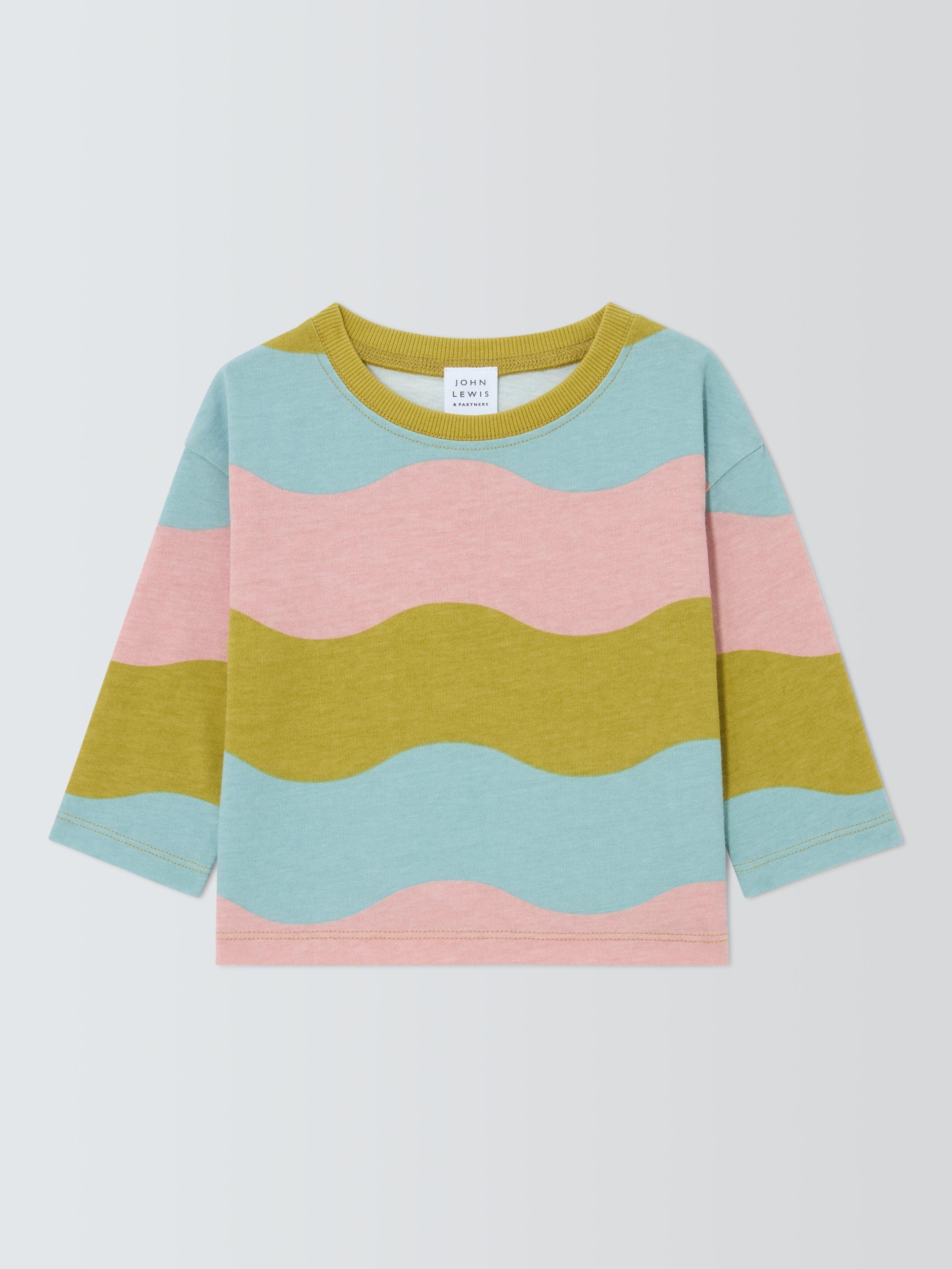 Product image 1 of 11, which shows John Lewis Baby Long Sleeve Wavy Top, Multi, 3-6 months