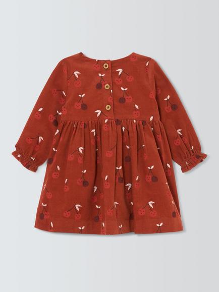 John Lewis Baby Cherry Print Dress, Red - view 2, Red