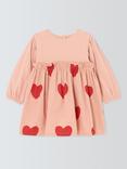 John Lewis Baby Hearts Long Sleeve Corduroy Dress, Pink