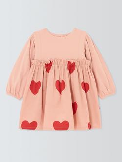 John Lewis Baby Hearts Long Sleeve Corduroy Dress, Pink, Pink