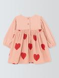 John Lewis Baby Hearts Long Sleeve Corduroy Dress, Pink