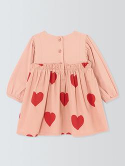 John Lewis Baby Hearts Long Sleeve Corduroy Dress, Pink - view 2, Pink