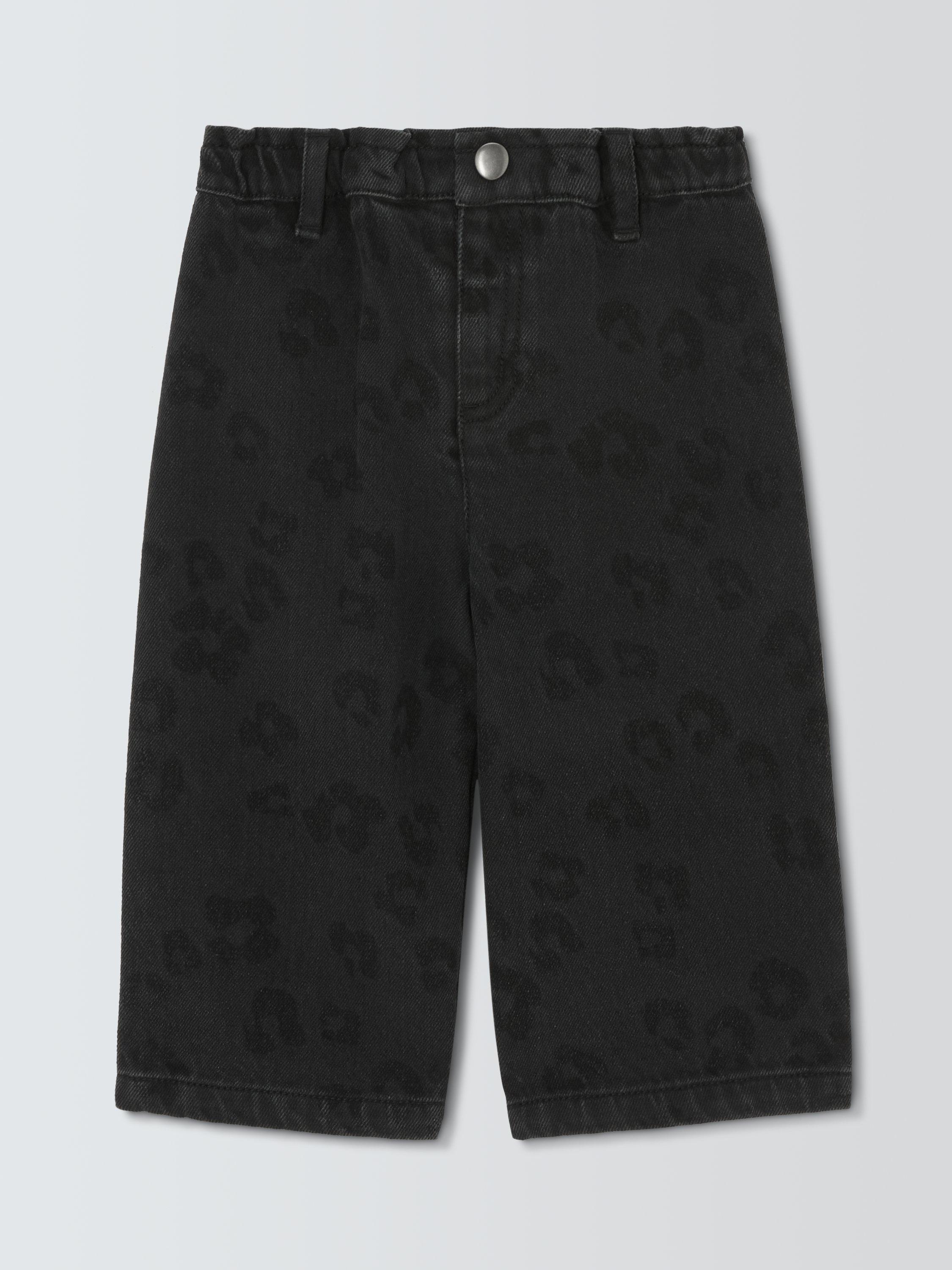 Product image 1 of 3, which shows John Lewis Baby Leopard Jeans, Grey Denim, 3-6 months