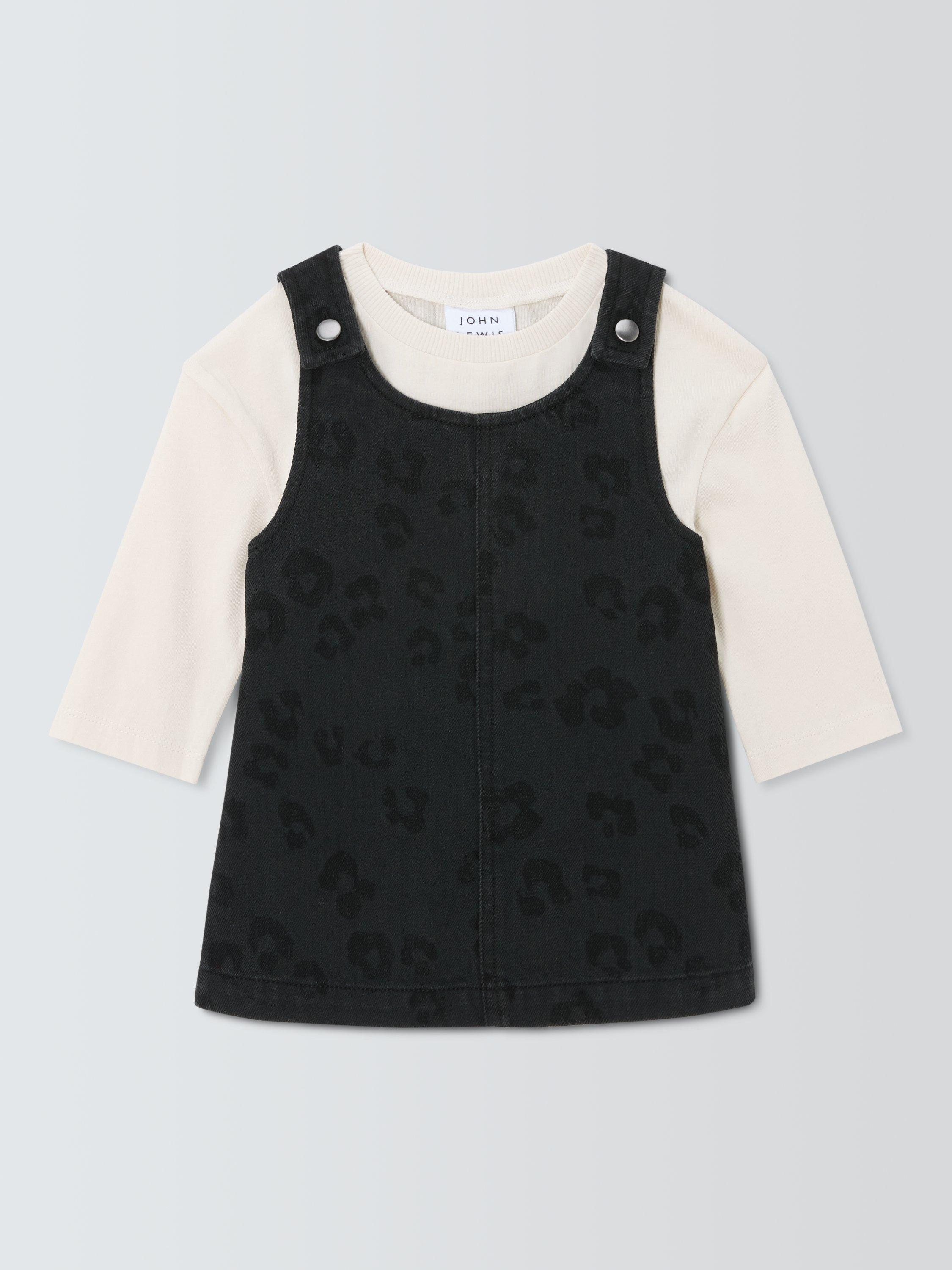 Product image 1 of 3, which shows John Lewis Baby Denim Pinafore and Long Sleeve T-Shirt Set, Grey Denim, 3-6 months