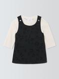John Lewis Baby Denim Pinafore and Long Sleeve T-Shirt Set, Grey Denim