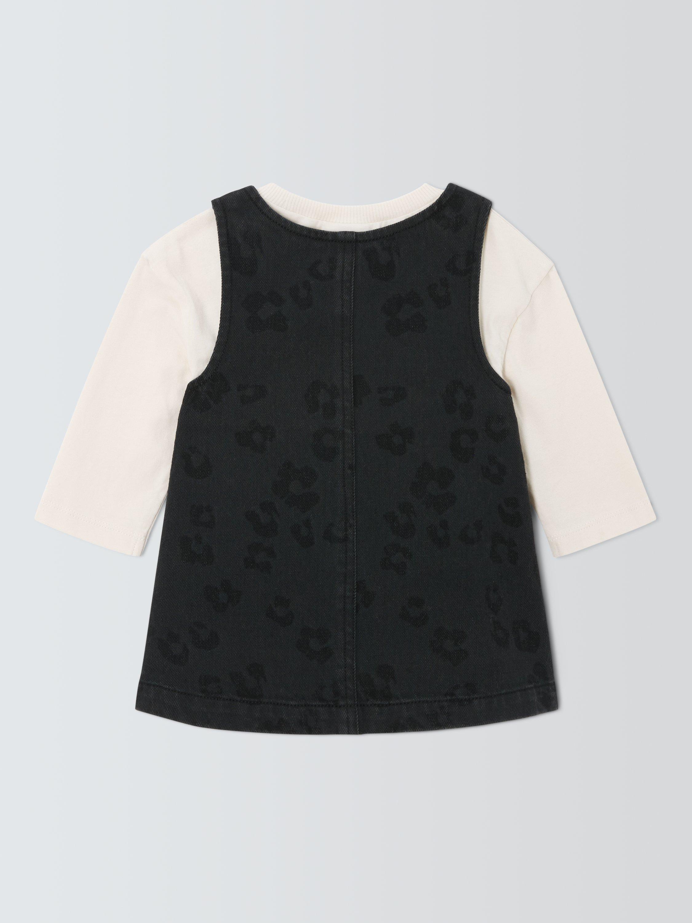 Product image 2 of 3, which shows John Lewis Baby Denim Pinafore and Long Sleeve T-Shirt Set, Grey Denim, 3-6 months