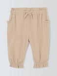 John Lewis Baby Corduroy Frill Trousers, Natural