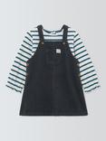 John Lewis Baby Corduroy Pinafore Dress and Long Sleeve Top Set, Blue