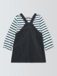 John Lewis Baby Corduroy Pinafore Dress and Long Sleeve Top Set, Blue