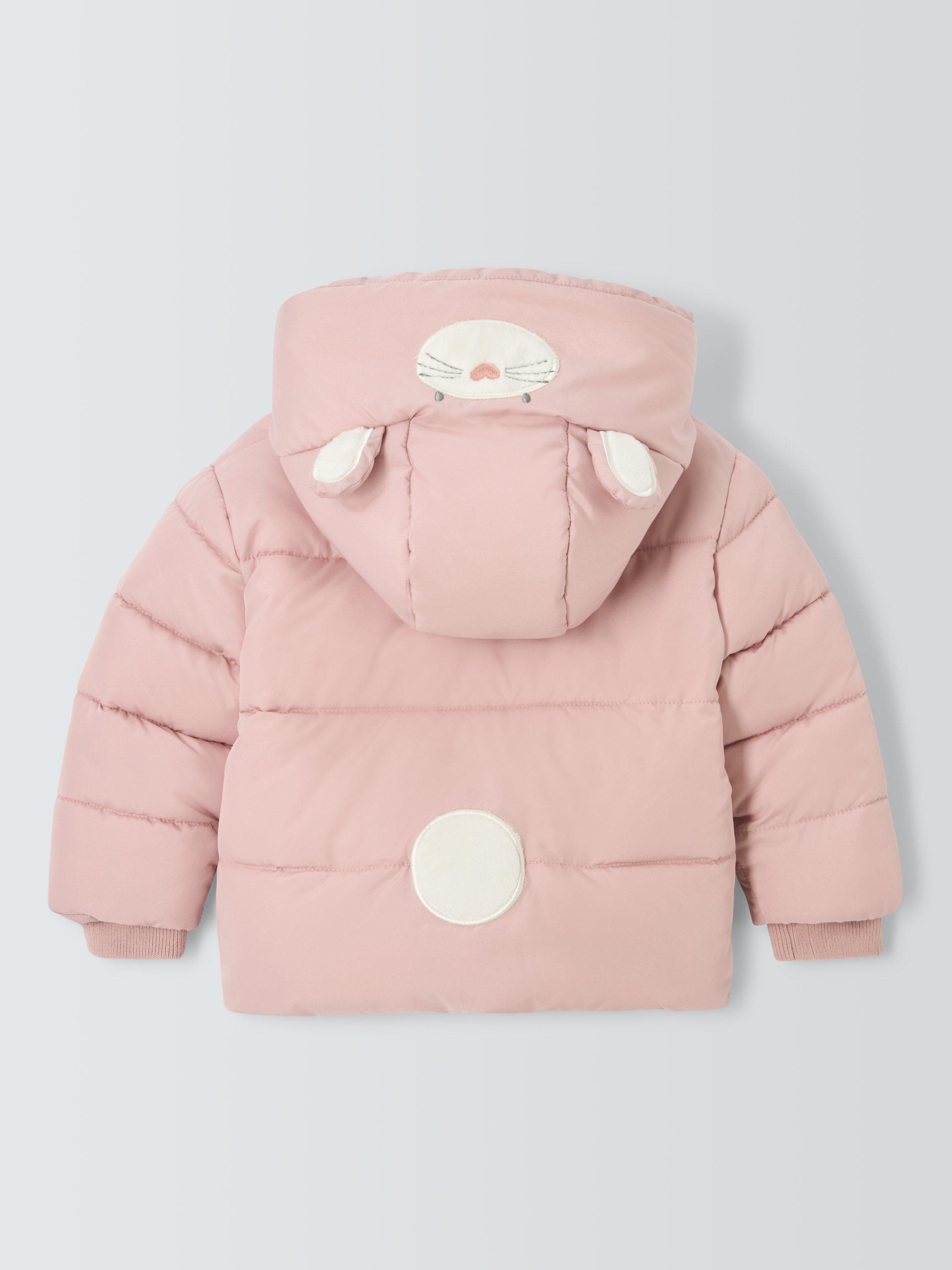 Product image 2 of 3, which shows John Lewis Baby Bunny Hood Padded Jacket, Pink, 3-6 months