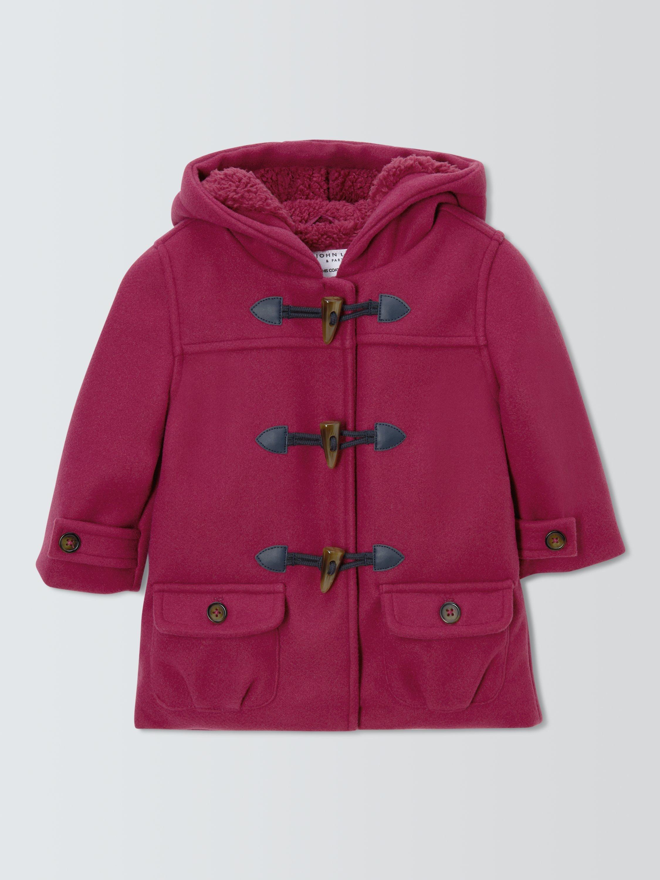 Product image 1 of 3, which shows John Lewis Baby Duffle Coat, Pink, 3-6 months