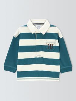 John Lewis Baby Striped Rugby Shirt, Blue, Blue
