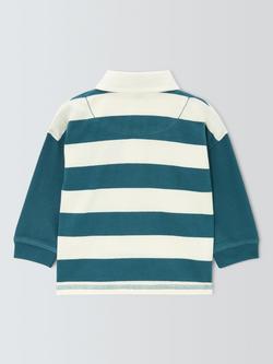 John Lewis Baby Striped Rugby Shirt, Blue - view 2, Blue