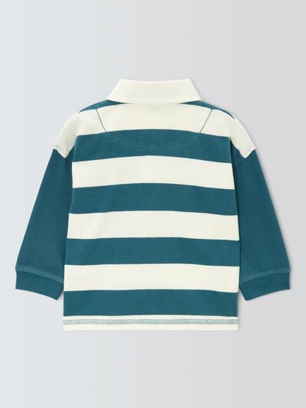 John Lewis Baby Striped Rugby Shirt, Blue - view 2, Blue