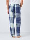 John Lewis Organic Cotton Brushed Check Lounge Trousers, Blue Mid