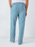 John Lewis Organic Cotton Gingham Check Lounge Trousers, Blue Mid