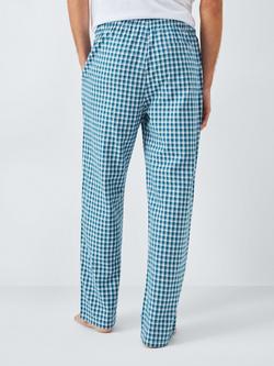 John Lewis Organic Cotton Gingham Check Lounge Trousers, Blue Mid - view 2, Blue Mid