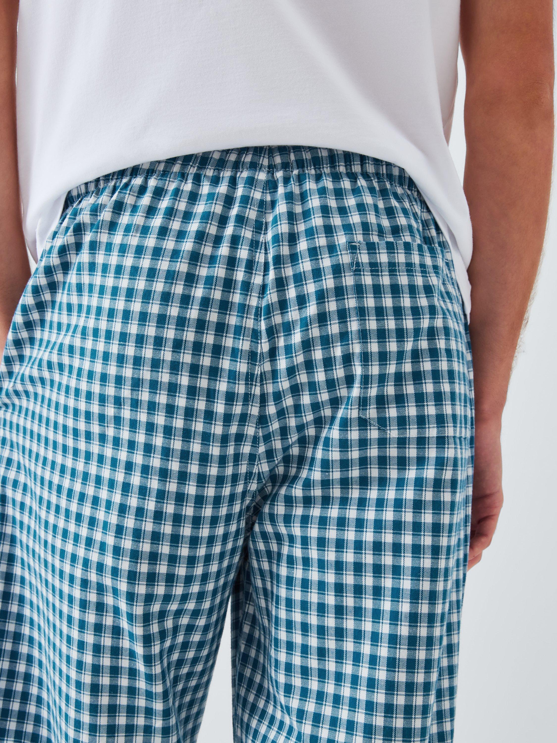 Product image 6 of 6, which shows John Lewis Organic Cotton Gingham Check Lounge Trousers, Blue Mid, S