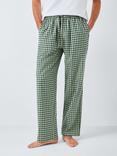 John Lewis Organic Cotton Gingham Check Lounge Trousers, Green Dark