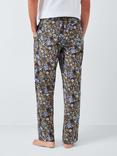 John Lewis Organic Cotton Floral Print Lounge Trousers, Blue Navy