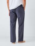 John Lewis Organic Cotton Seersucker Check Lounge Trousers, Blue Navy