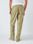 John Lewis Organic Cotton Stripe Lounge Trousers, Green Olive