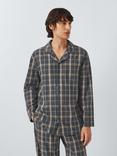 John Lewis Organic Cotton Brushed Check Pyjama Set, Grey Charcoal