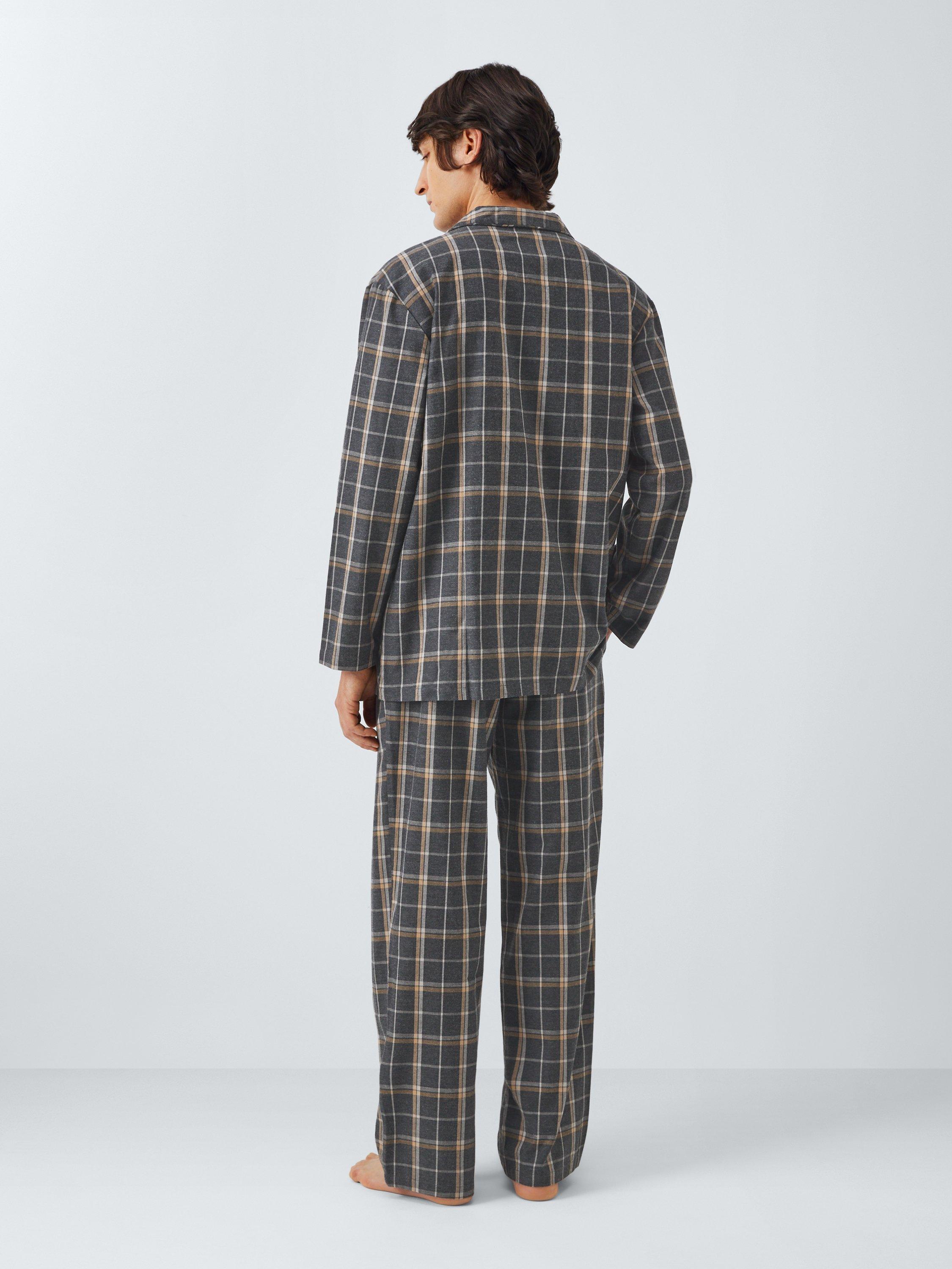 Product image 4 of 6, which shows John Lewis Organic Cotton Brushed Check Pyjama Set, Grey Charcoal, S