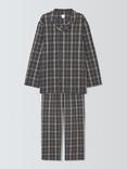 John Lewis Organic Cotton Brushed Check Pyjama Set, Grey Charcoal