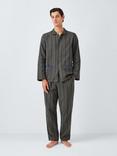 John Lewis Organic Cotton Double Cloth Check Pyjama Set, Green Olive