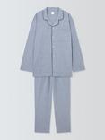 John Lewis Organic Cotton Herringbone Pyjama Set, Blue Mid