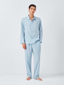 John Lewis Lyocell Stripe Pyjama Set, Blue Light, Blue Light