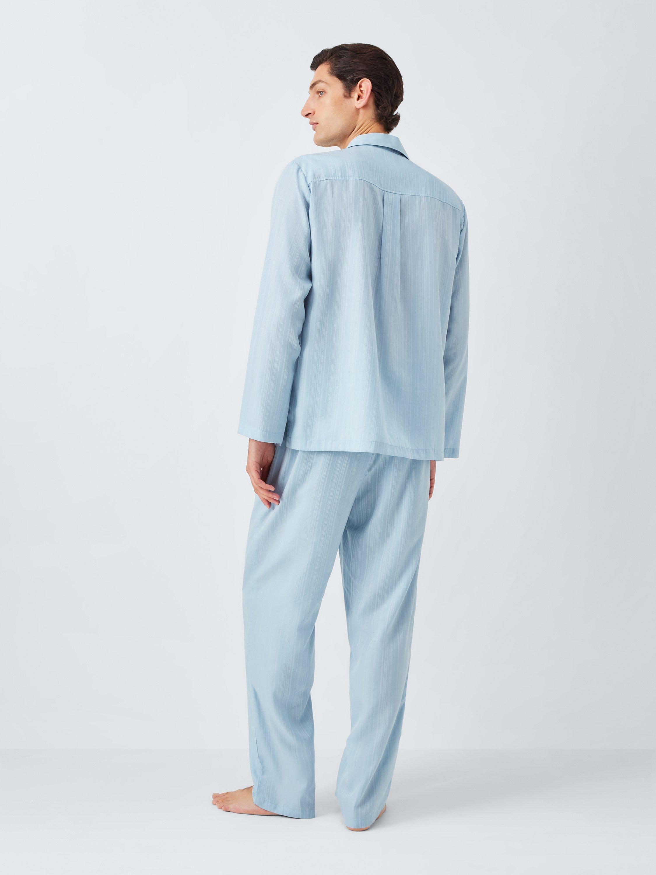 Product image 3 of 5, which shows John Lewis Lyocell Stripe Pyjama Set, Blue Light, S