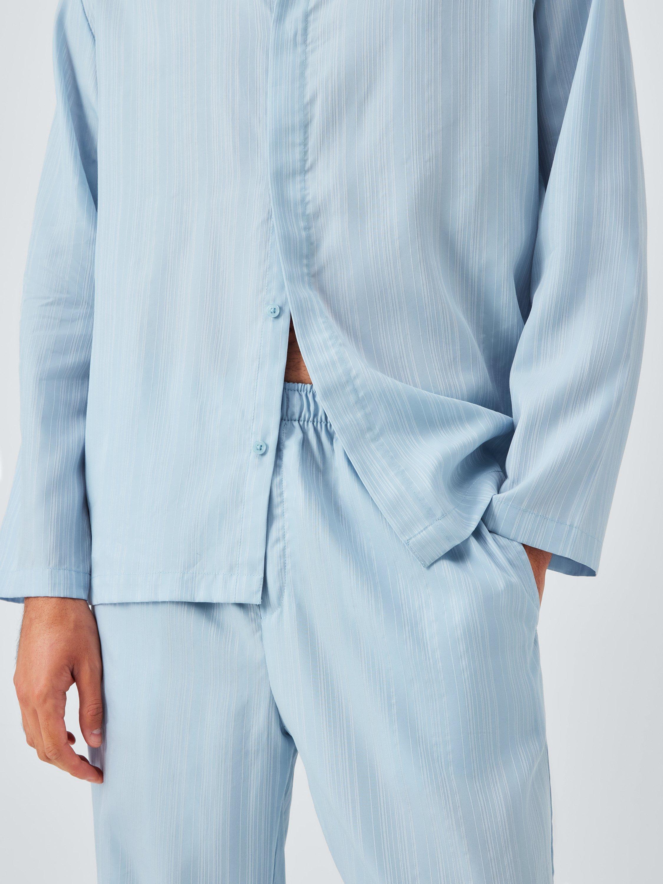Product image 5 of 5, which shows John Lewis Lyocell Stripe Pyjama Set, Blue Light, S