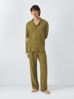 John Lewis Organic Cotton Muslin Pyjama Set, Green Olive, Green Olive