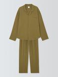 John Lewis Organic Cotton Muslin Pyjama Set, Green Olive