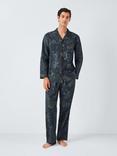 John Lewis Organic Cotton Floral Print Pyjama Set, Blue Navy