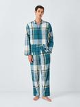 John Lewis Organic Cotton Check Pyjama Set, Blue Teal