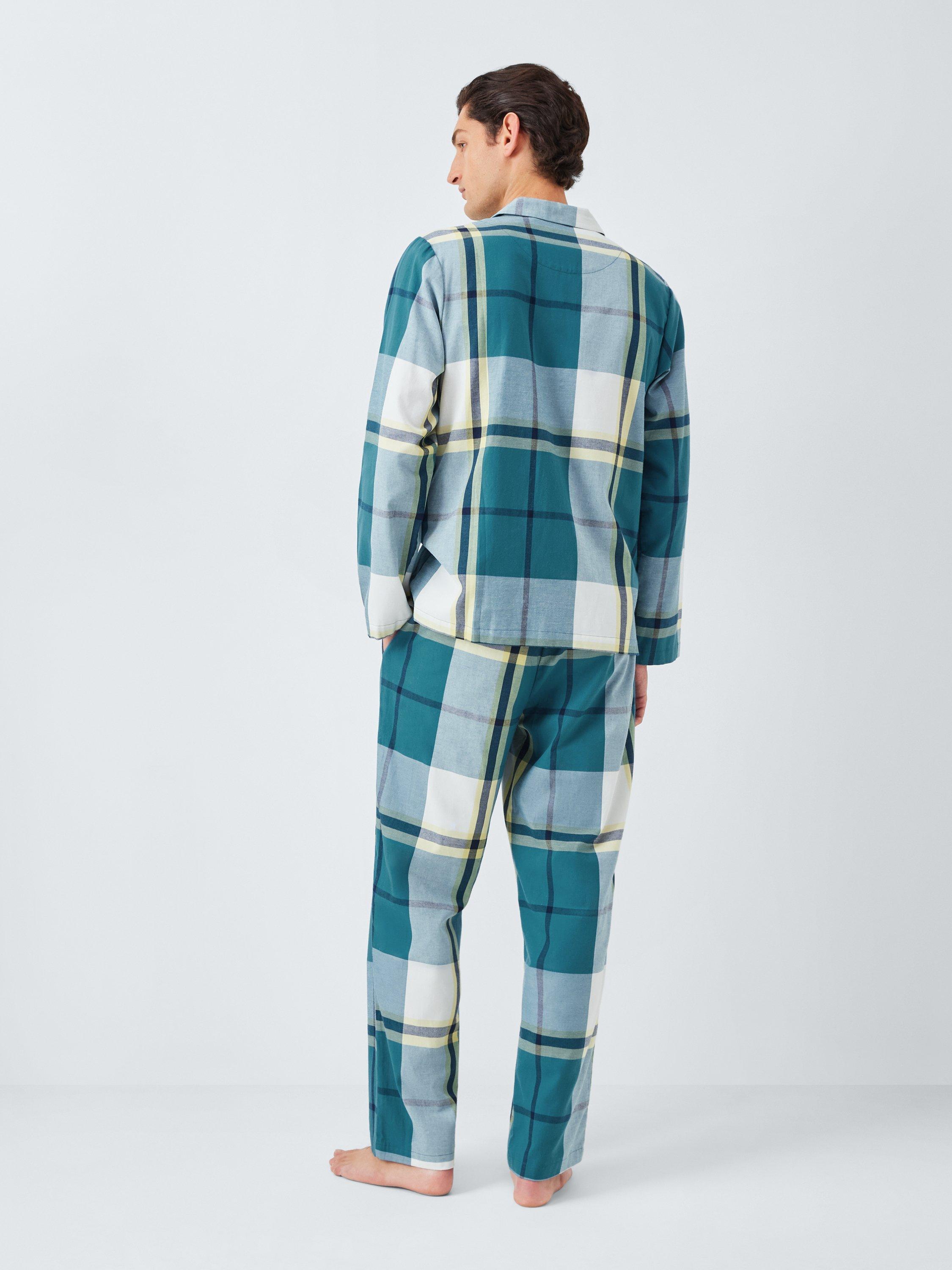 Product image 3 of 5, which shows John Lewis Organic Cotton Check Pyjama Set, Blue Teal, S