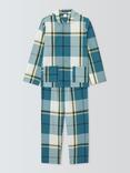 John Lewis Organic Cotton Check Pyjama Set, Blue Teal