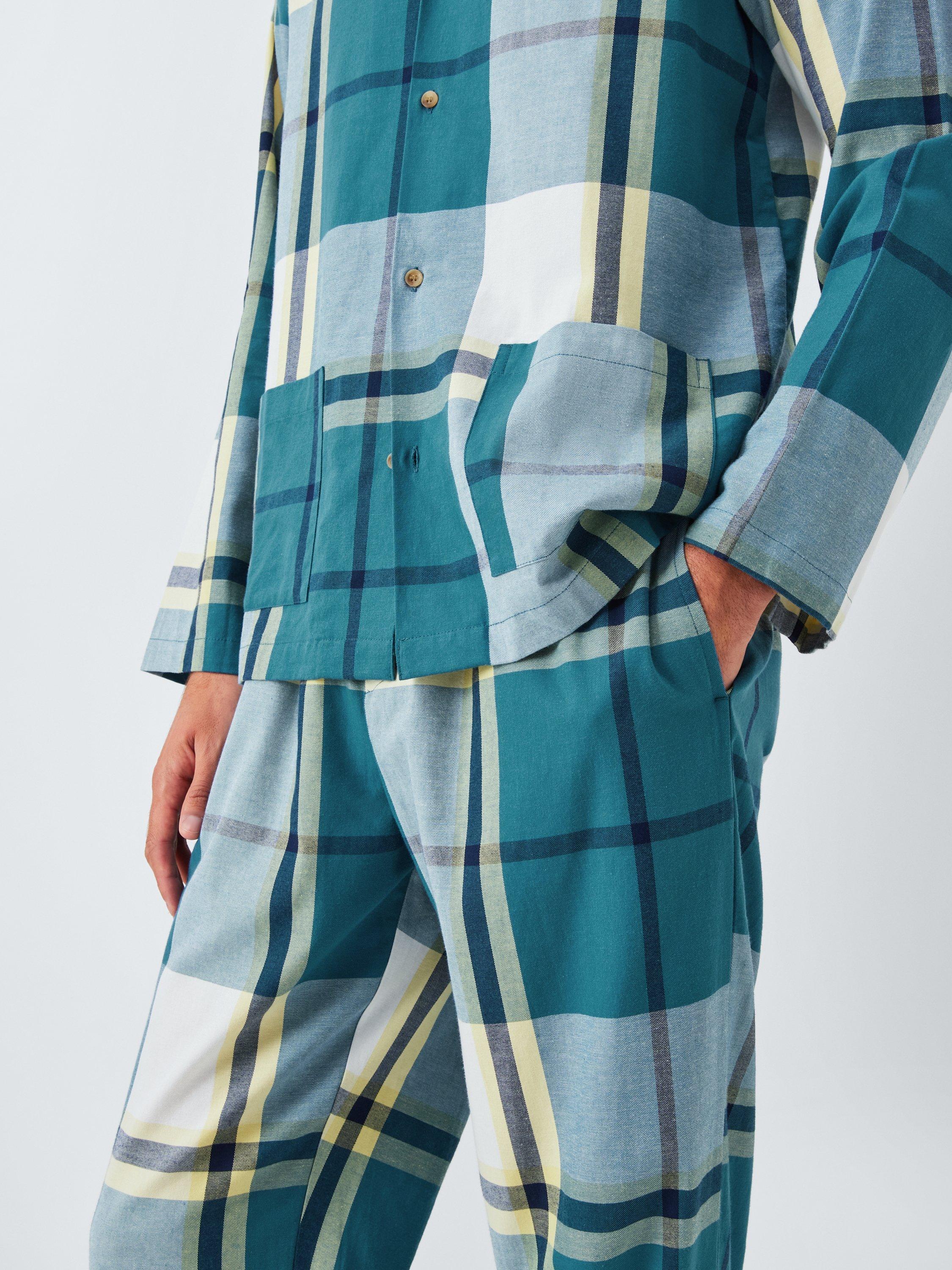 Product image 5 of 5, which shows John Lewis Organic Cotton Check Pyjama Set, Blue Teal, S