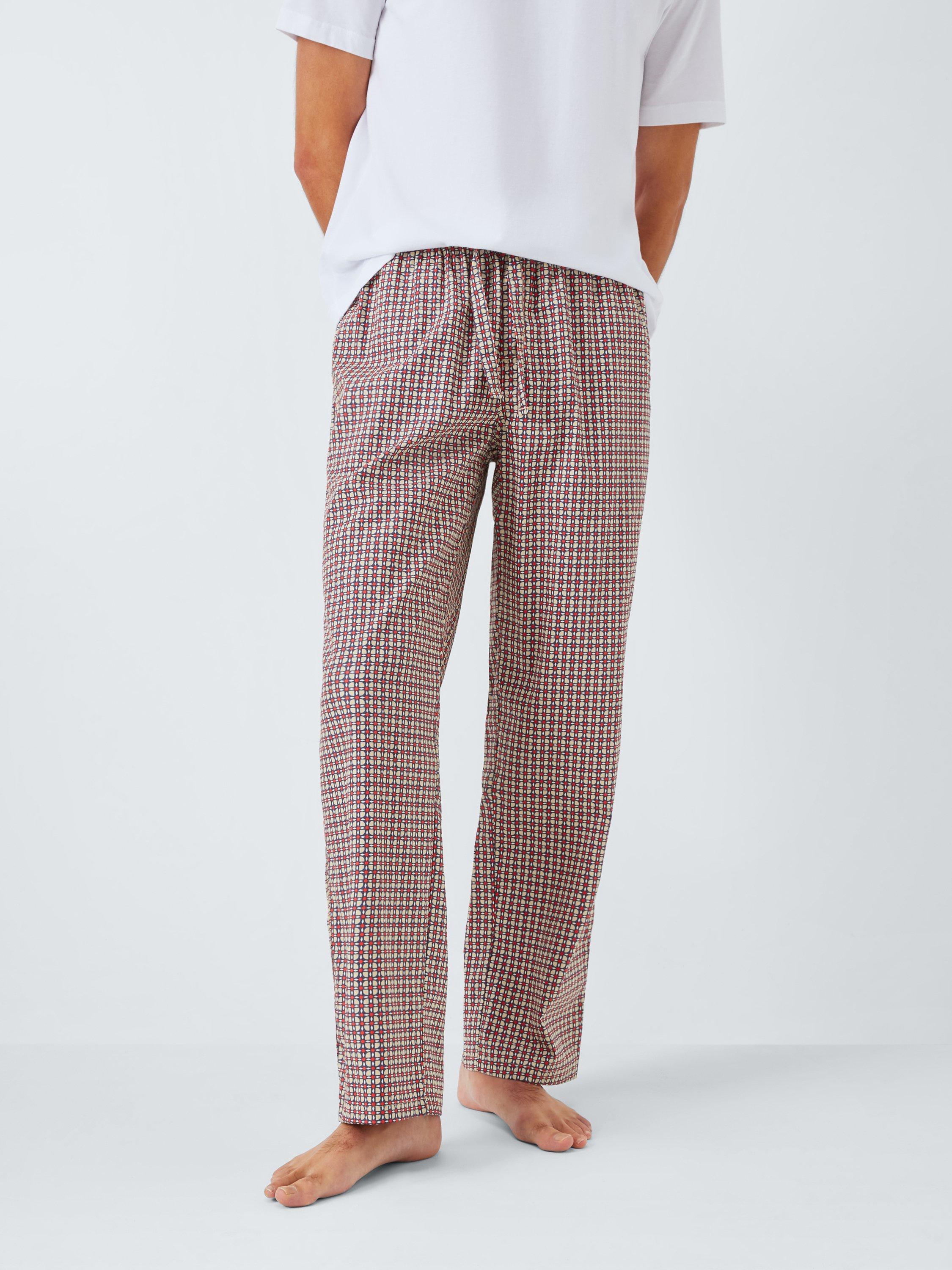 パンツ YOKE PRINTED COTTON KNIT LOUNGE PANTS John Lewis Organic Cotton Geometric Print Lounge Trousers, Red Mid