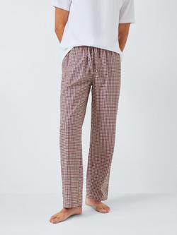 John Lewis Organic Cotton Geometric Print Lounge Trousers, Red Mid, Red Mid