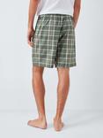 John Lewis Organic Cotton Check Lounge Shorts, Green Olive