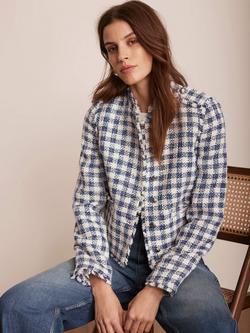 Mint Velvet Checked Boucle Jacket, Ivory/Multi, Ivory/Multi