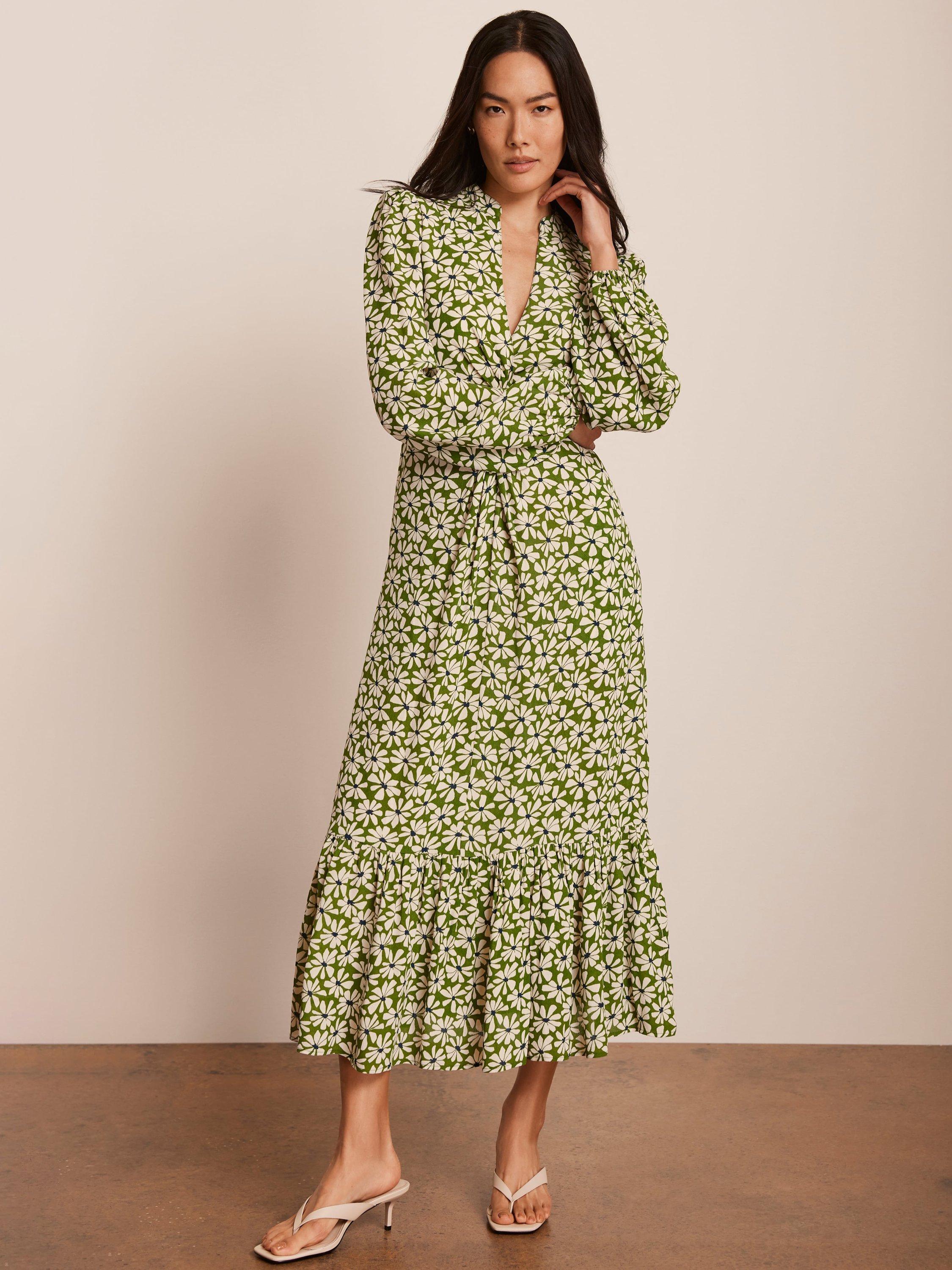Product image 2 of 8, which shows Mint Velvet Floral Print Midi Dress, Green, 6